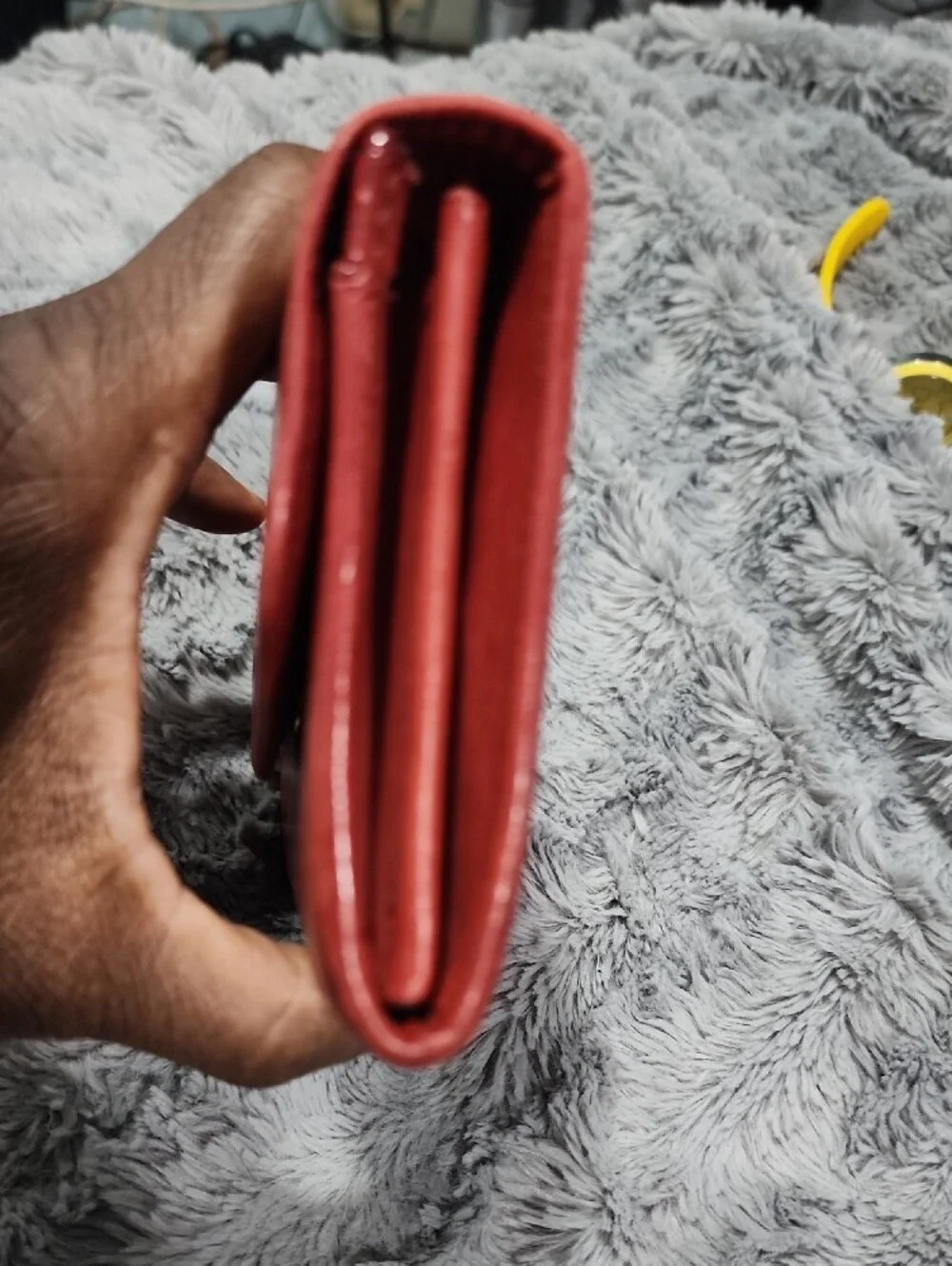 Coach Red Leather Card Wallet with Zippered Pocket
